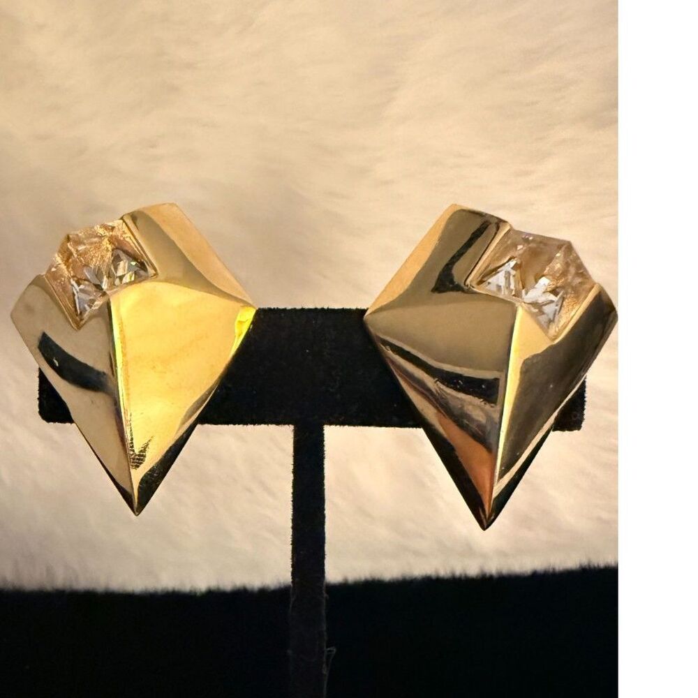 Givenchy Vintage Couture Crystal Pyramid Clip-on Earrings - Picture 4 of 11